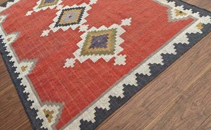 RUG Mat,Red Geometric Tribal Area Rug – Boho Vintage Style Floor Carpet