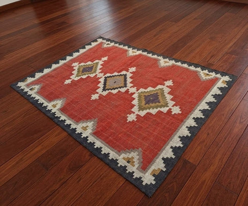 RUG Mat,Red Geometric Tribal Area Rug – Boho Vintage Style Floor Carpet