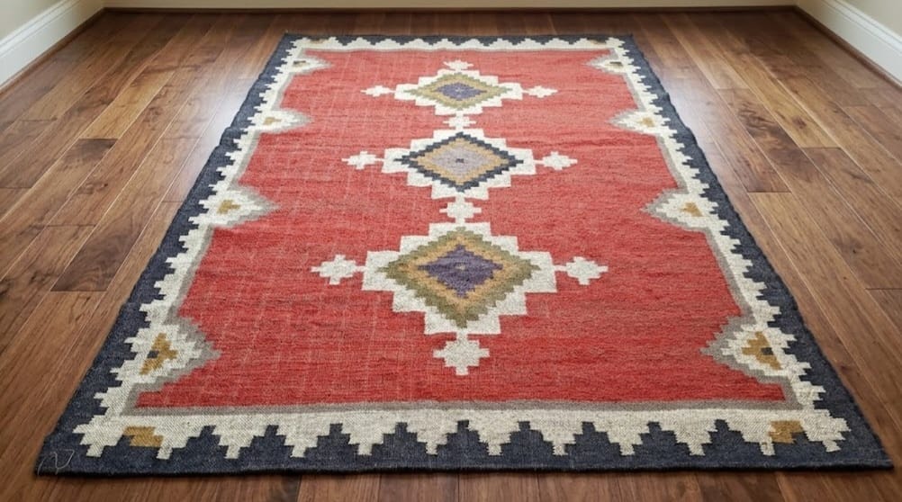 RUG Mat,Red Geometric Tribal Area Rug – Boho Vintage Style Floor Carpet