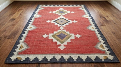 RUG Mat,Red Geometric Tribal Area Rug – Boho Vintage Style Floor Carpet