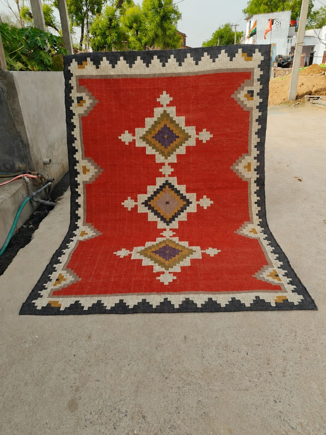 RUG Mat,Red Geometric Tribal Area Rug – Boho Vintage Style Floor Carpet