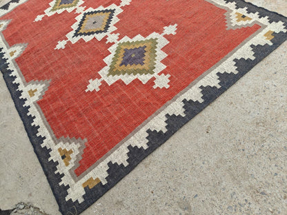 RUG Mat,Red Geometric Tribal Area Rug – Boho Vintage Style Floor Carpet