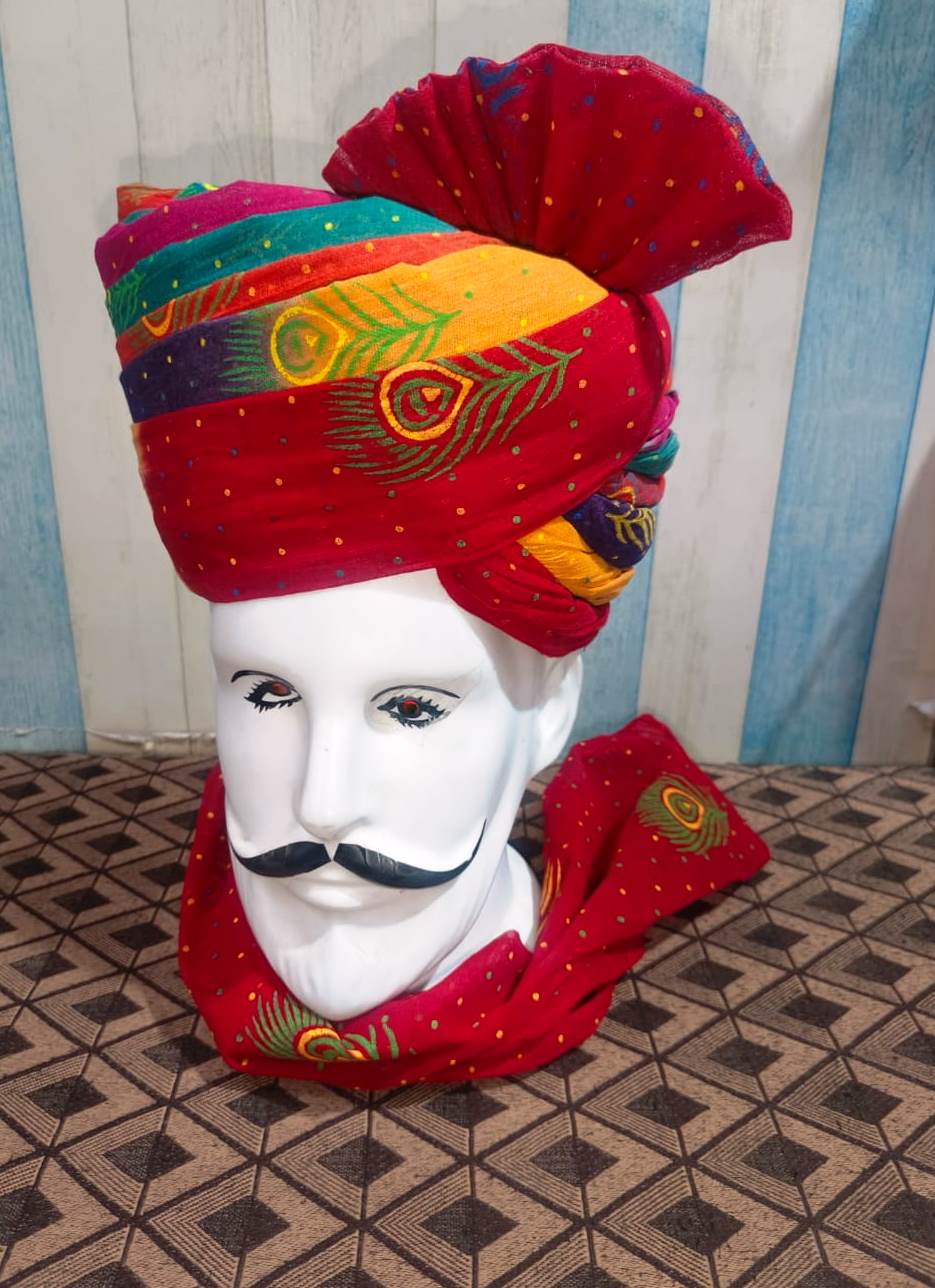 Traditional Rajasthani Groom Turban, Multicolor Wedding Pagdi, Ethnic Men's Headwear,Rajasthani Pagdi