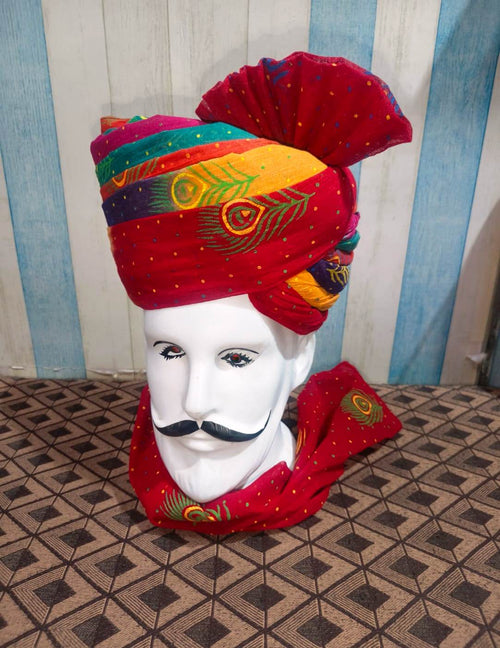 Traditional Rajasthani Groom Turban, Multicolor Wedding Pagdi, Ethnic Men's Headwear,Rajasthani Pagdi